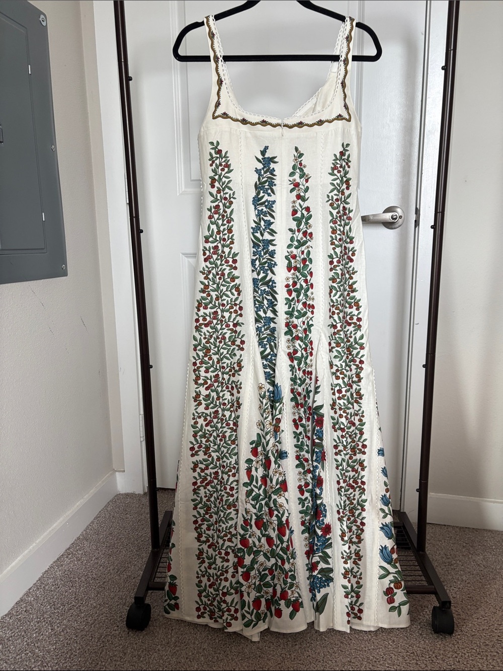 NWT FARM Rio Fruit Beauty Linen Blend Floral Print Cocktail Maxi Dress - Picture 6 of 9